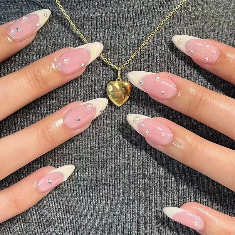 China China JP1566 24pcs Light Green Stripe Gradient Wearing Fake Nails Seamless Removable Full Cover Long False Nails Press On Nails With Designs