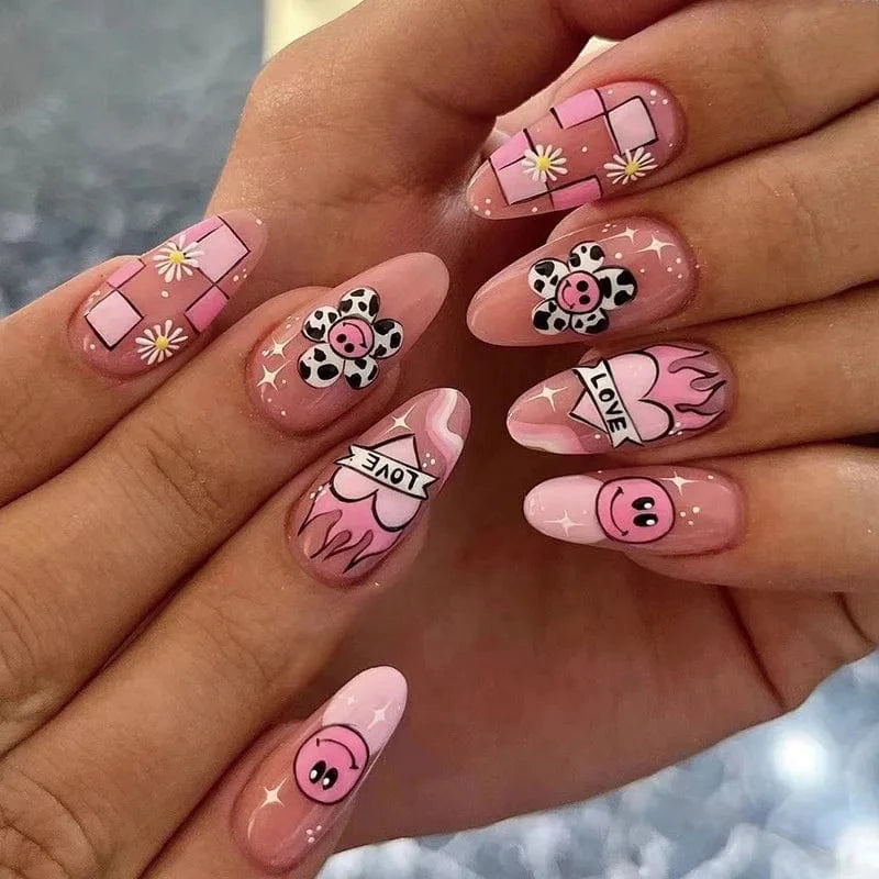 China China JP1846 24pcs Light Green Stripe Gradient Wearing Fake Nails Seamless Removable Full Cover Long False Nails Press On Nails With Designs