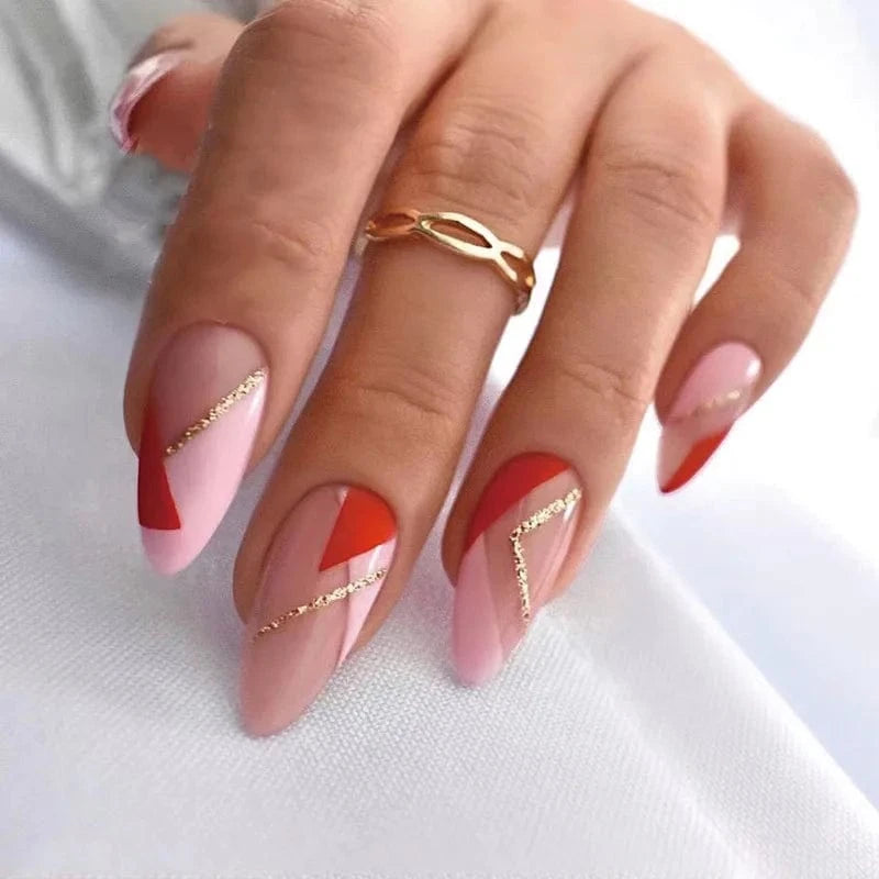 China China JP1985 24pcs Light Green Stripe Gradient Wearing Fake Nails Seamless Removable Full Cover Long False Nails Press On Nails With Designs