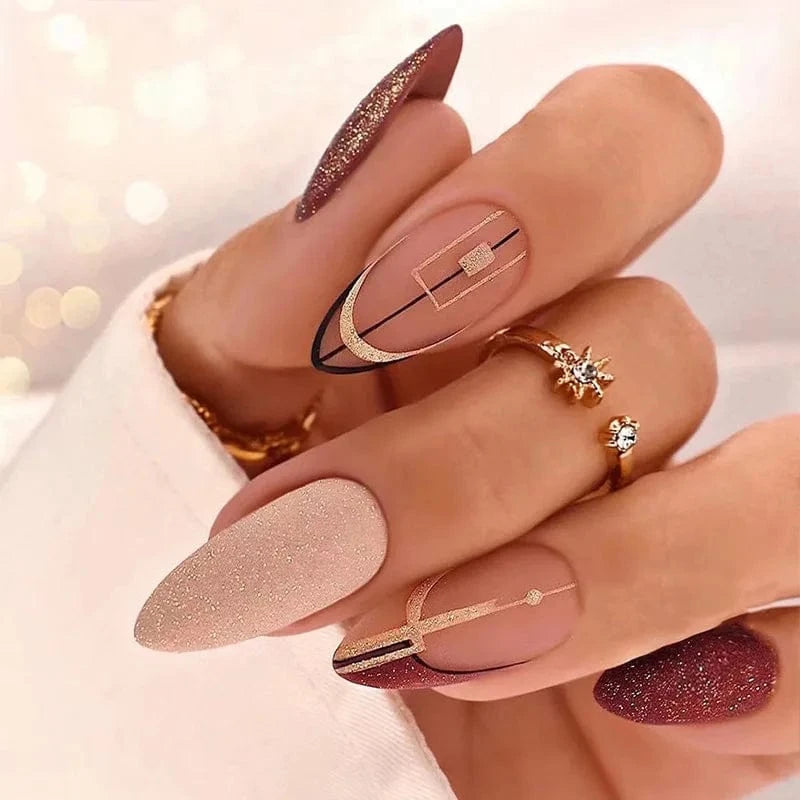 China China JP2094 24pcs Light Green Stripe Gradient Wearing Fake Nails Seamless Removable Full Cover Long False Nails Press On Nails With Designs