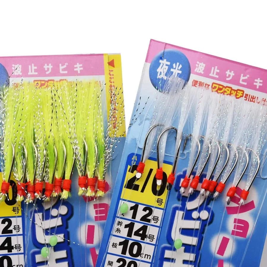 China China JYJ 10 hooks per bag ,fishing sabiki rig string hooks with 10 arms for salmon and mackcrel saltwater fishing lure bait