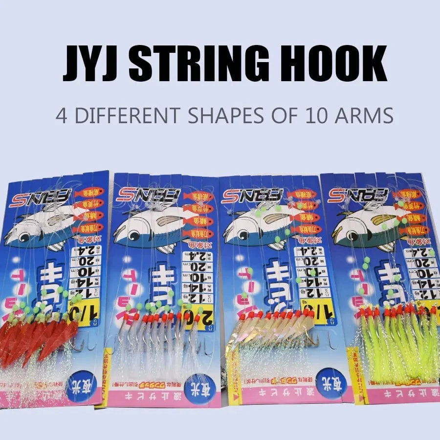 China China JYJ 10 hooks per bag ,fishing sabiki rig string hooks with 10 arms for salmon and mackcrel saltwater fishing lure bait