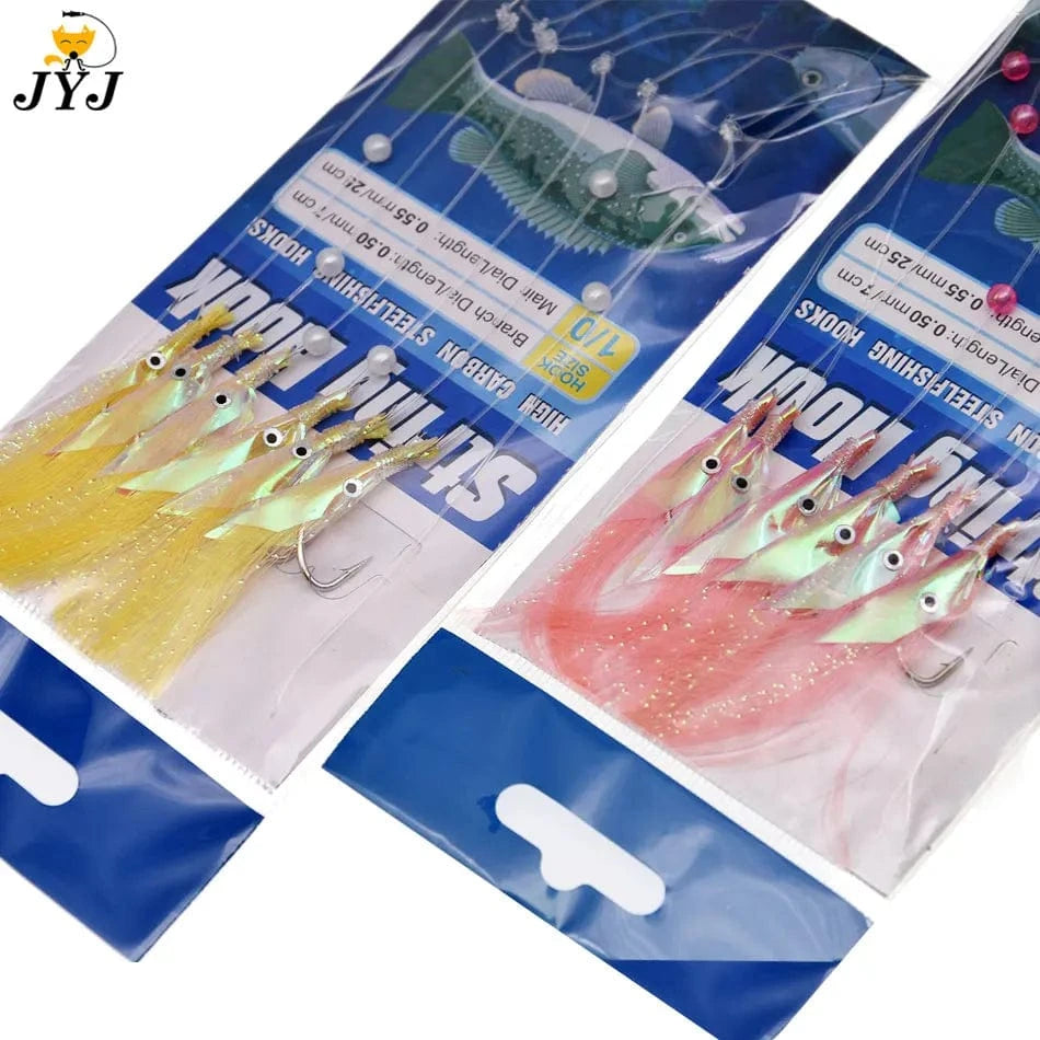 China China JYJ 10packs artificial fish skin sabiki lure carp fishing baits rainbow color fish skin sabiki fake bait for Spanish mackerel