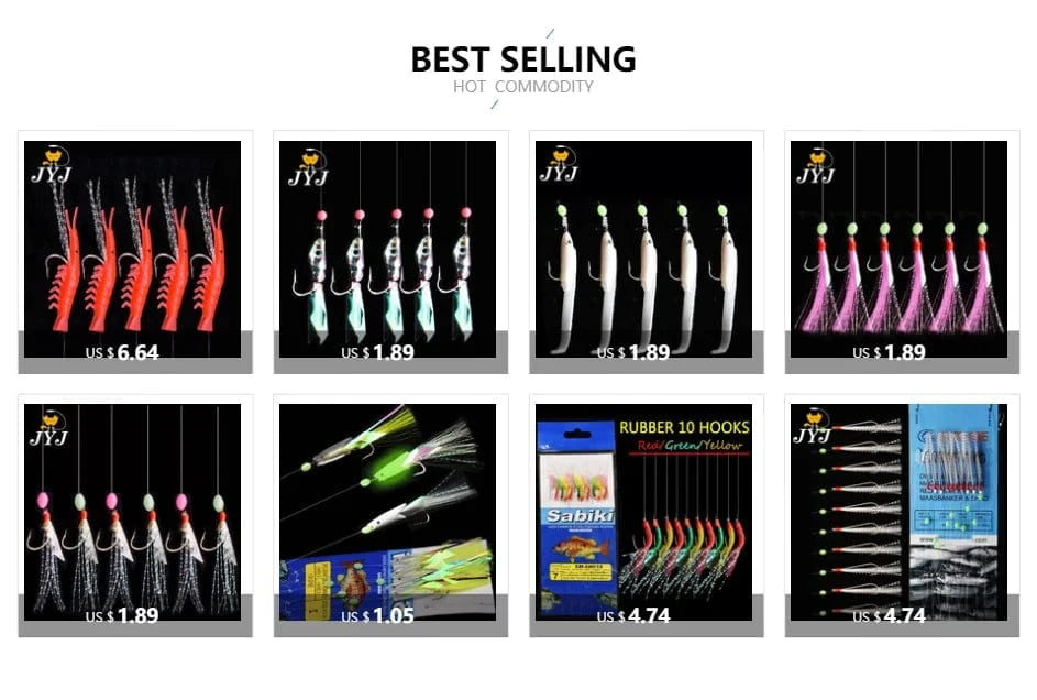 China China JYJ 1pack rubber rig sabiki string hook,10arms fishing hook lure bait for freshwater Sardine Mackerel Pesca