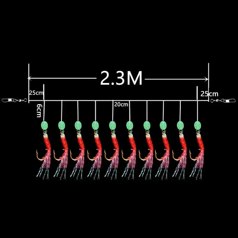 China China JYJ 1pack rubber rig sabiki string hook,10arms fishing hook lure bait for freshwater Sardine Mackerel Pesca