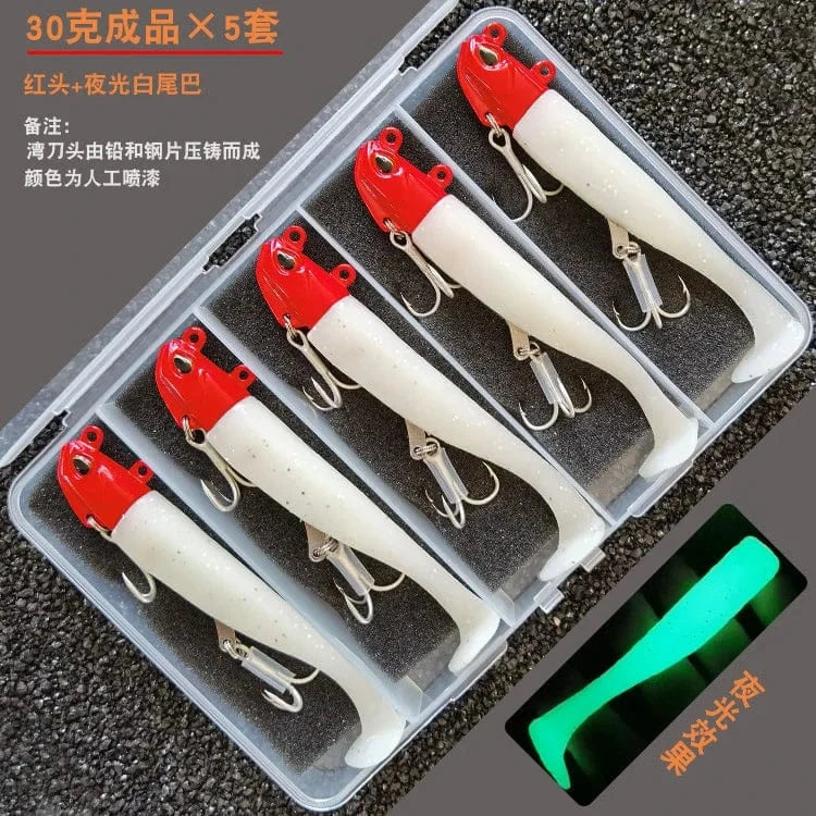China China K 5pcs 30g Artificial Bait Lumious/Glow Mackerel Sea Bullet Bass Snapper Fishing Lure Wobblers Swimbait Jigging Plastic Baits