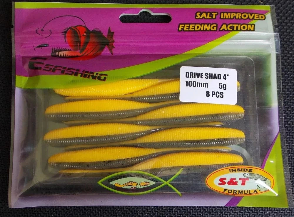 China China KESFISHING Artificial Silicone Soft Baits Drive Shad 4" Bass Pike Shrimp Scented Salts Pesca Fishing Lures Tackle