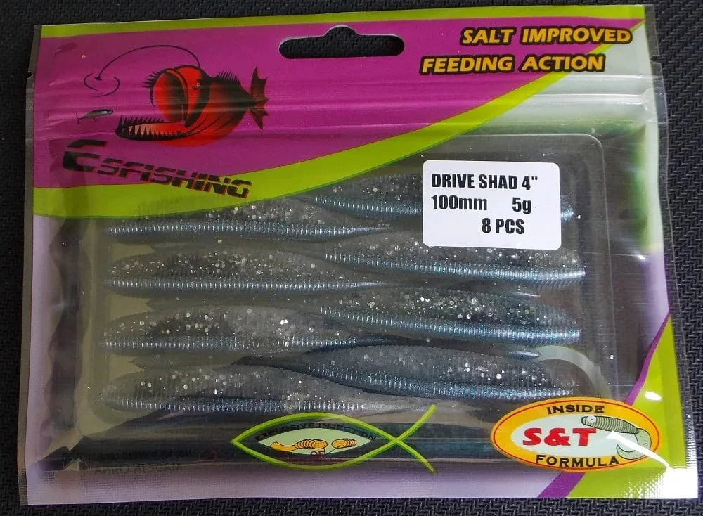 China China KESFISHING Artificial Silicone Soft Baits Drive Shad 4" Bass Pike Shrimp Scented Salts Pesca Fishing Lures Tackle