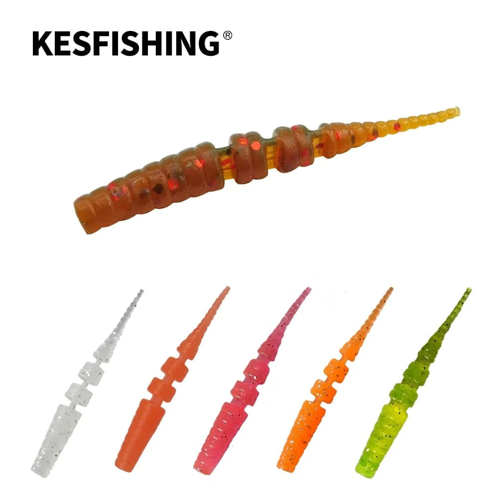 China China KESFISHING Jig Worm Lures Polaris 42mm Pesca Bass Trout Winter Ice Fishing Injection Salts and Scents Soft Baits