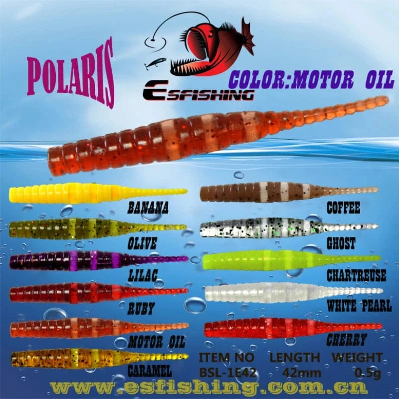 China China KESFISHING Jig Worm Lures Polaris 42mm Pesca Bass Trout Winter Ice Fishing Injection Salts and Scents Soft Baits