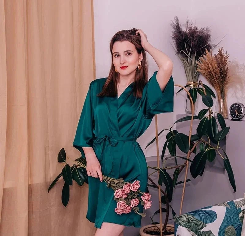 China China Kimono Bathrobe Gown Female Robe Set Satin Sleepwear Casual Nightgown Bridal Wedding Gift Sexy Nightwear Intimate Lingerie