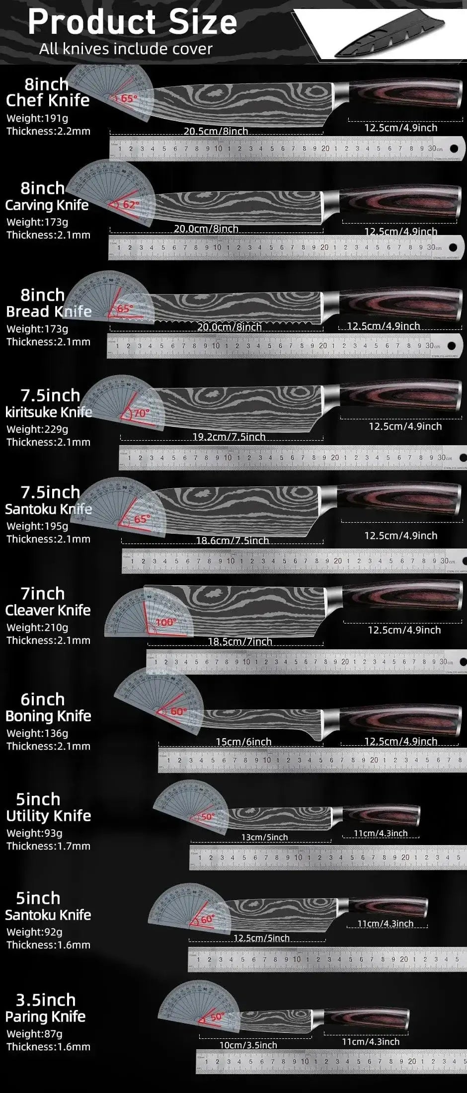 China China Kitchen Knife Damascus Steel Laser Professional Chef Knife 7CR17440C Stainless Steel Meat Cleaver Santoku Slicing Cutter Cooking