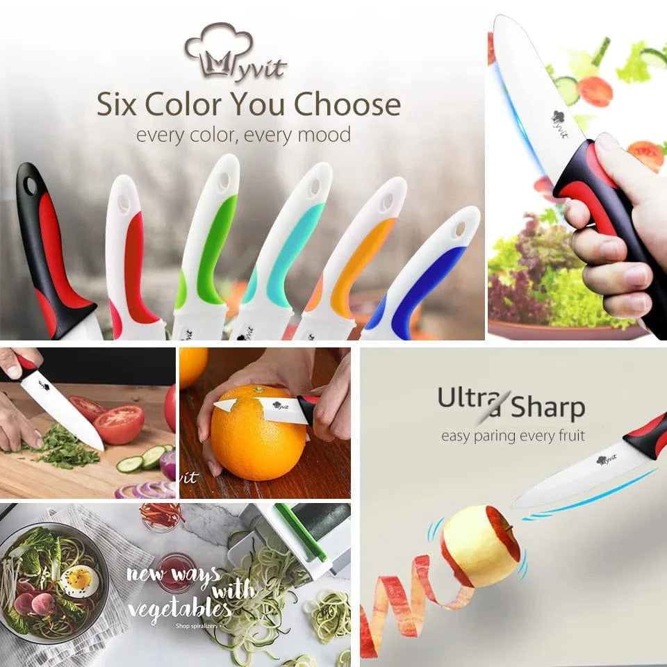 China China Kitchen Knives Ceramic Knife Set 3 4 5 6 inch Chef Knife Stand Holder Utility with Peeler Fruit Vegetable White Blade Anti-slip