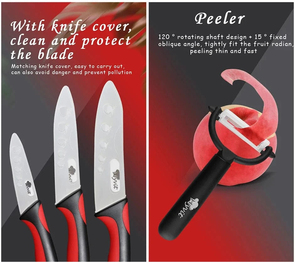 China China Kitchen Knives Ceramic Knife Set 3 4 5 6 inch Chef Knife Stand Holder Utility with Peeler Fruit Vegetable White Blade Anti-slip