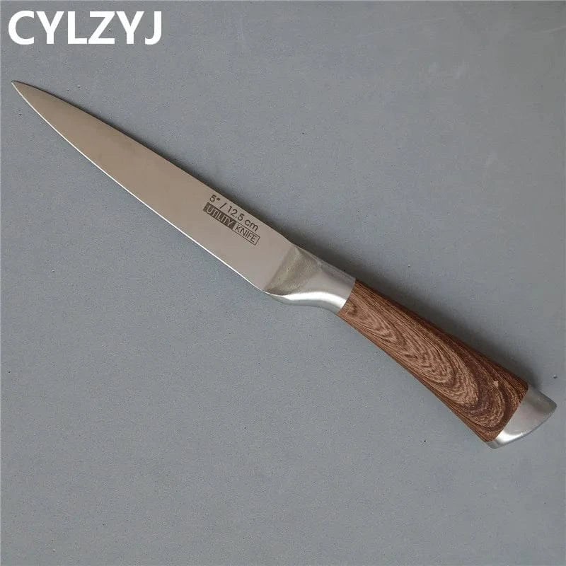 China China Kitchen Knives Set chef knives sets Stainless Steel Kitchen Knives Scissors Sharpener Chef Slicer Paring Bread Utility Knife