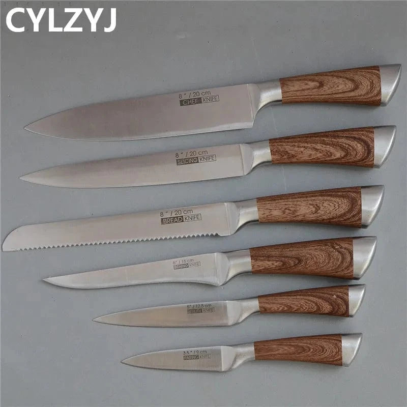 China China Kitchen Knives Set chef knives sets Stainless Steel Kitchen Knives Scissors Sharpener Chef Slicer Paring Bread Utility Knife