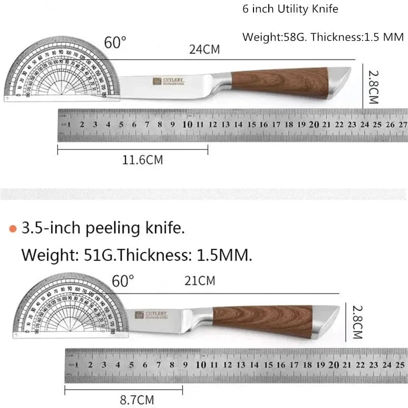 China China Kitchen Knives Set chef knives sets Stainless Steel Kitchen Knives Scissors Sharpener Chef Slicer Paring Bread Utility Knife
