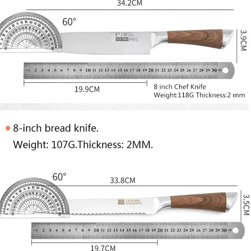 China China Kitchen Knives Set chef knives sets Stainless Steel Kitchen Knives Scissors Sharpener Chef Slicer Paring Bread Utility Knife