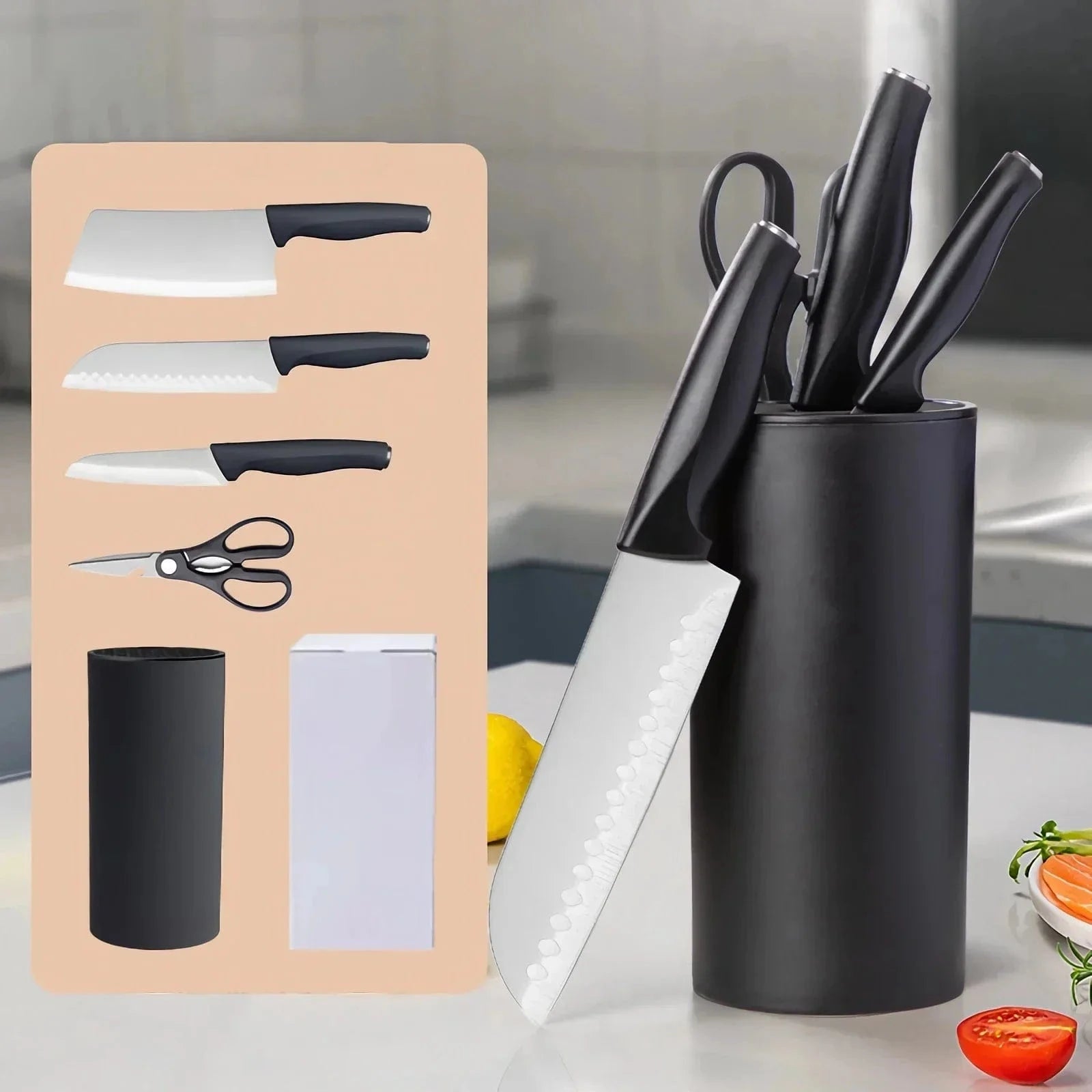 China China Kitchen Knives Set With Holder Scissorse