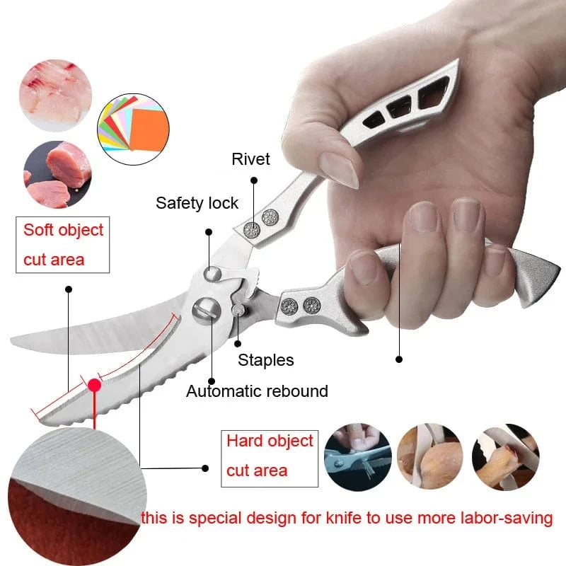 China China Kitchen Scissors Multifunctional Stainless Steel Food Scissors Chicken Bone Meat Fishing  Crab Greens Cutting Trimming Scissors