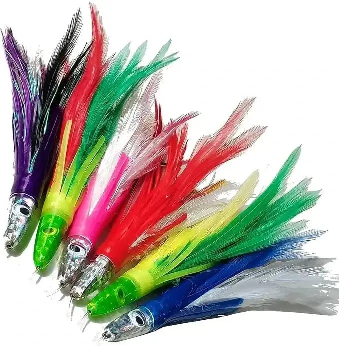 China China Kmucutie Set of 6 pcs 9 inch / 7 inch trolling Lure Marlin Tuna Dolphin Shark Big Game deep sea Fishing Lures Included Mesh Bag