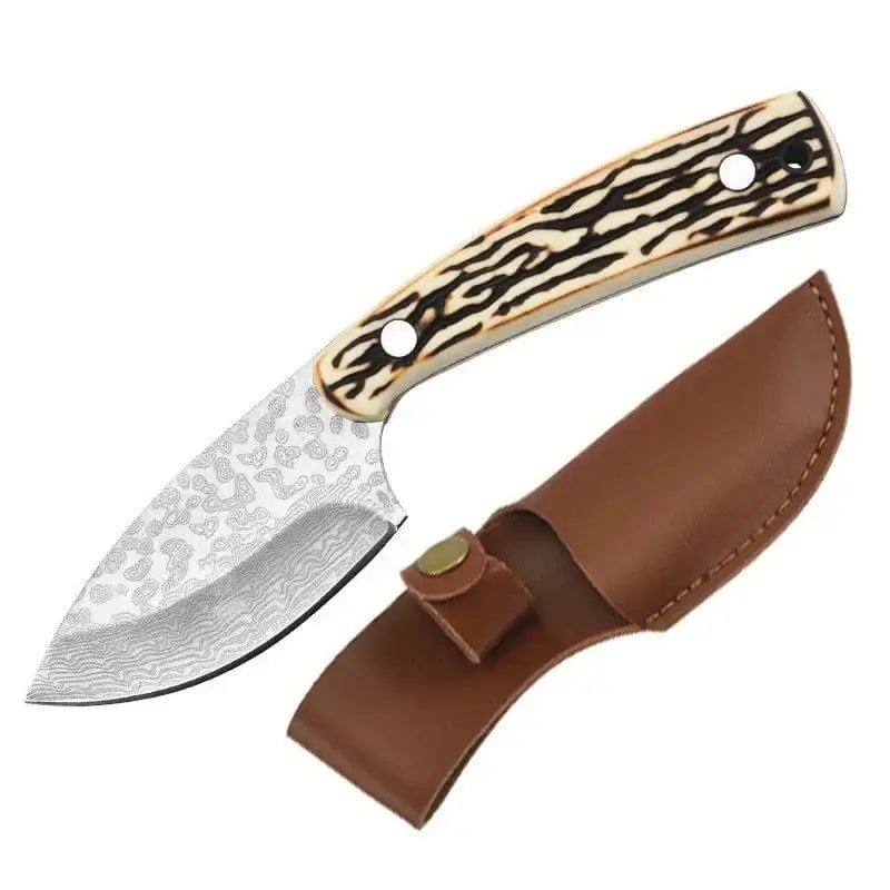 China China knife and sheath Damascus Pattern Kitchen Meat Cleaver Boning Knife Chef Peeling Fishing  Barbecue Knife Raw Fish Cutter Butcher Knife