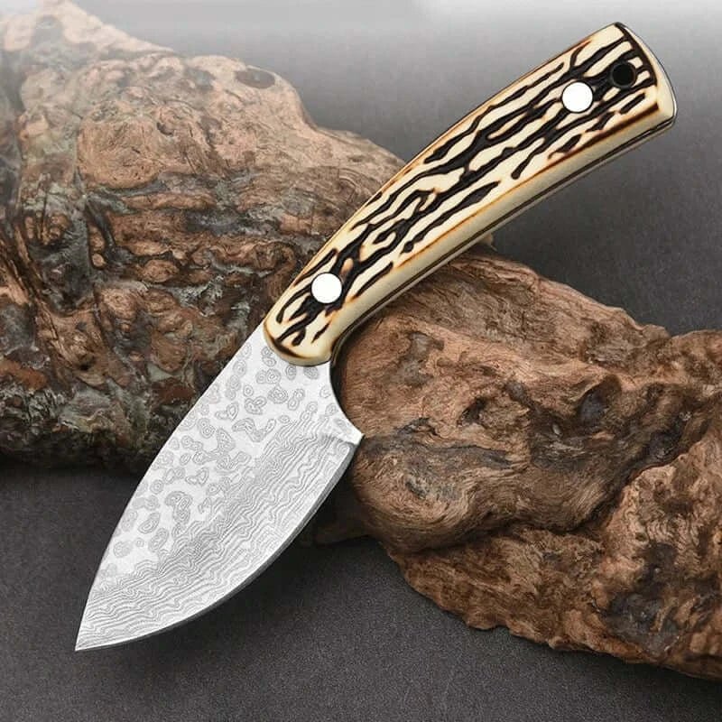 China China knife and sheath Damascus Pattern Kitchen Meat Cleaver Boning Knife Chef Peeling Fishing  Barbecue Knife Raw Fish Cutter Butcher Knife