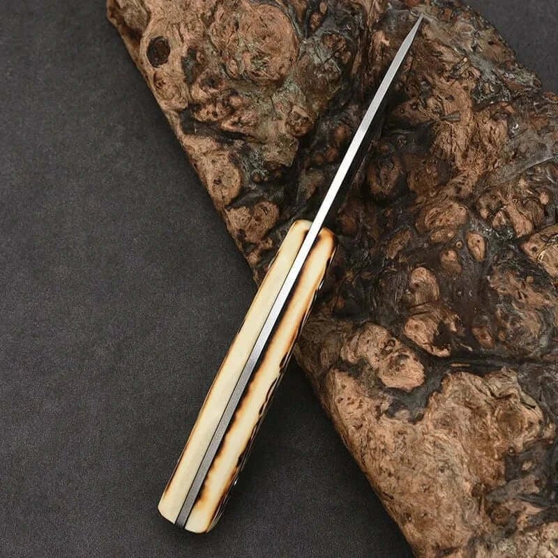 China China knife and sheath Damascus Pattern Kitchen Meat Cleaver Boning Knife Chef Peeling Fishing  Barbecue Knife Raw Fish Cutter Butcher Knife