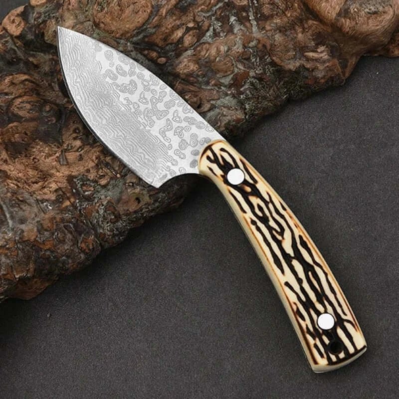 China China knife and sheath Damascus Pattern Kitchen Meat Cleaver Boning Knife Chef Peeling Fishing  Barbecue Knife Raw Fish Cutter Butcher Knife