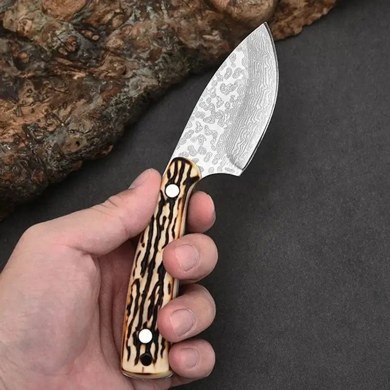 China China knife and sheath Damascus Pattern Kitchen Meat Cleaver Boning Knife Chef Peeling Fishing  Barbecue Knife Raw Fish Cutter Butcher Knife