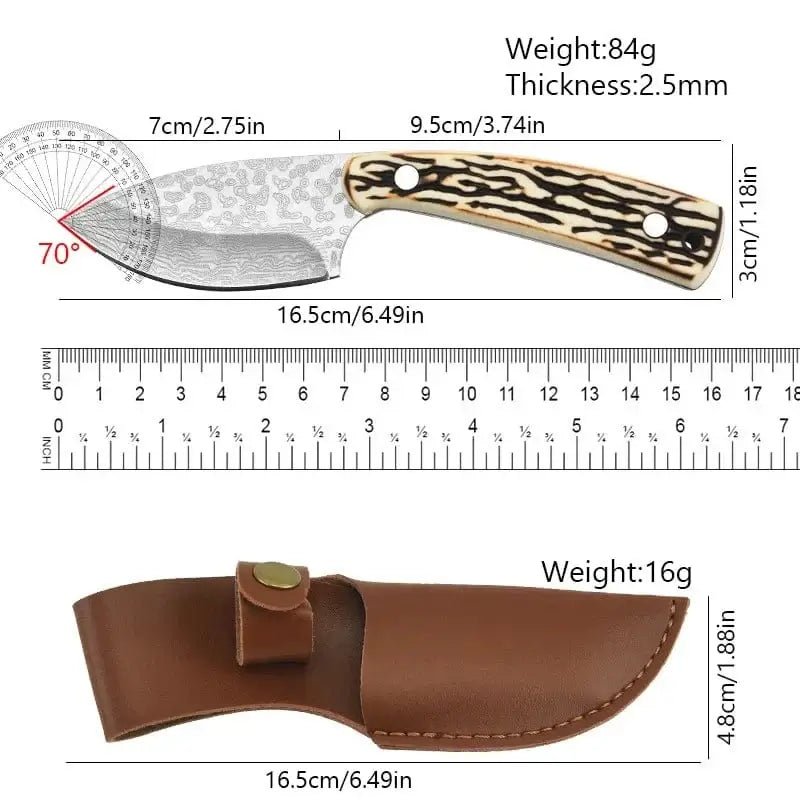 China China knife and sheath Damascus Pattern Kitchen Meat Cleaver Boning Knife Chef Peeling Fishing  Barbecue Knife Raw Fish Cutter Butcher Knife