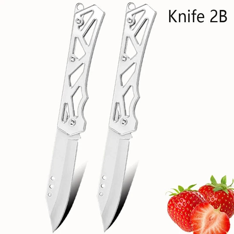 China China Knife2pcsB Pocket Folding Fruit Knife Set Stainless Steel Kitchen Paring Knife with Keychain Knife Non-slip Handle for Kitchen Accessories