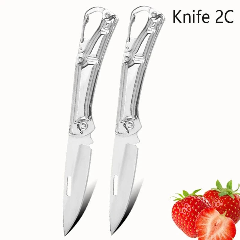 China China Knife2pcsC Pocket Folding Fruit Knife Set Stainless Steel Kitchen Paring Knife with Keychain Knife Non-slip Handle for Kitchen Accessories
