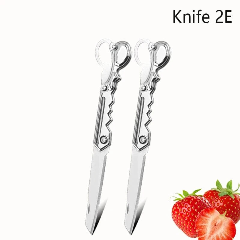 China China Knife2pcsE Pocket Folding Fruit Knife Set Stainless Steel Kitchen Paring Knife with Keychain Knife Non-slip Handle for Kitchen Accessories