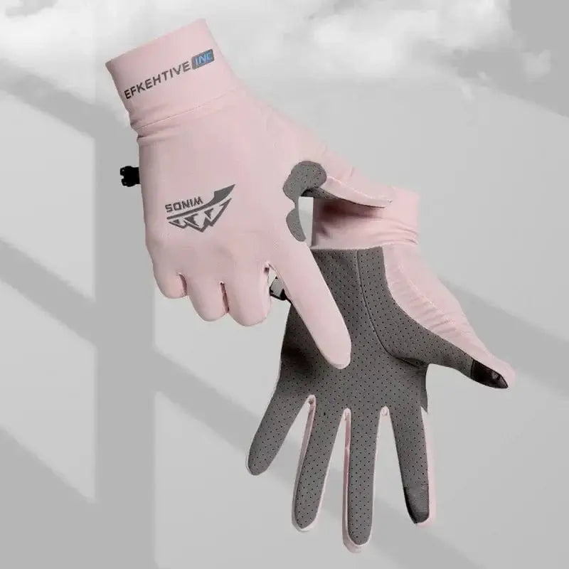 China China KQ02 1 / S New Fashion Ice Silk Gloves Men's Summer Thin Outdoor Riding Anti Slip Sunscreen Full Finger Fishing Gloves Kayak Rowing Gloves