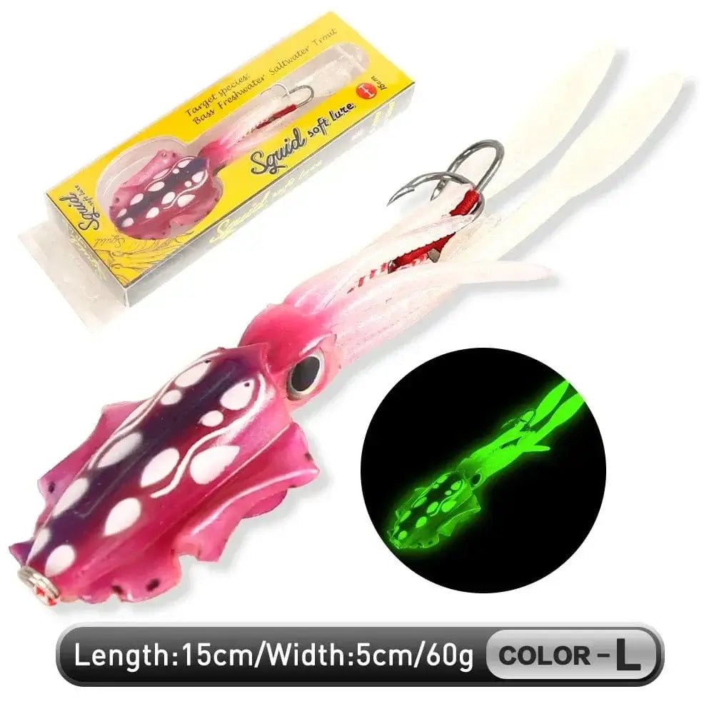 China China L 15cm 60g ZUKIBO Soft Squid Bait Fishing Trolling Lure Octopus Head Jigs 60g Luminous UV Squid Jig for Deep Sea Boat Fishing Wobblers Bait