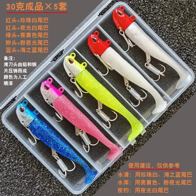 China China L 5pcs 30g Artificial Bait Lumious/Glow Mackerel Sea Bullet Bass Snapper Fishing Lure Wobblers Swimbait Jigging Plastic Baits