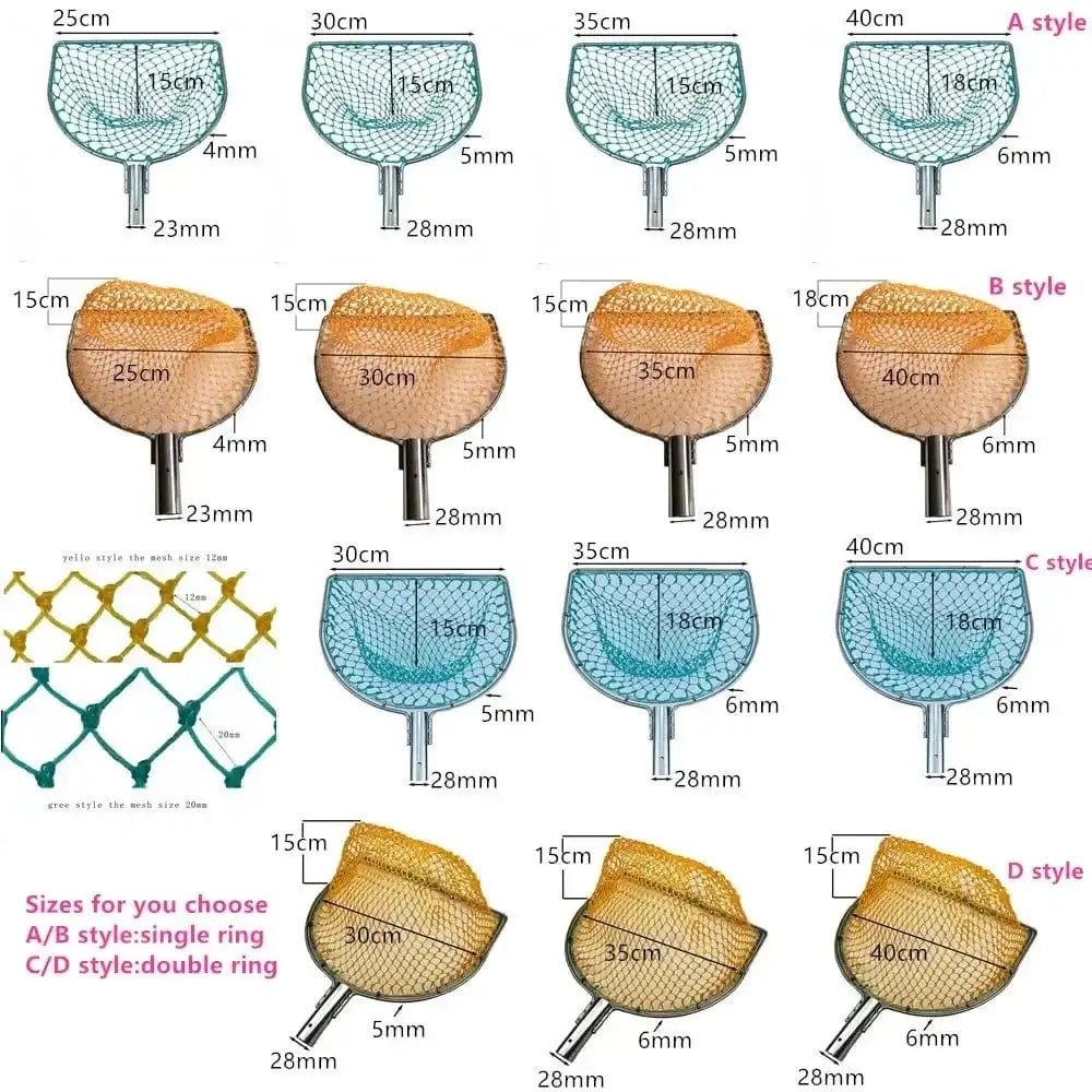 China China Landing Net for Fihsing Replace Head Flat Solid Stainless Steel Ring Light Depth Strong Nylon Net Fishing Accessory 25cm-40cm