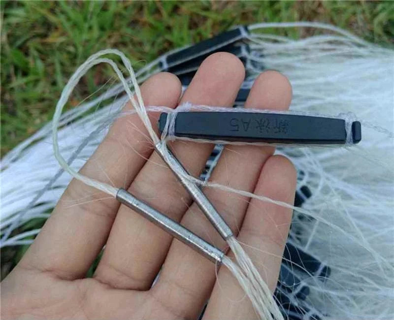 China China Lawaia 50M White Silk Fishing Gill Nets Monofilament Fishing Gear Accessories Fishing Trap Network 3-Layer Fishnet Plastic Float