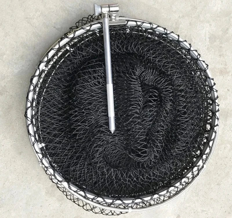 China China Lawaia Folding Fishing Nets Cage Strong Black Braided Wire Small Mesh Hand Net Quick-drying Fish Bag Stainless Steel Mesh Rings