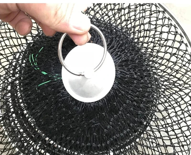 China China Lawaia Folding Fishing Nets Cage Strong Black Braided Wire Small Mesh Hand Net Quick-drying Fish Bag Stainless Steel Mesh Rings