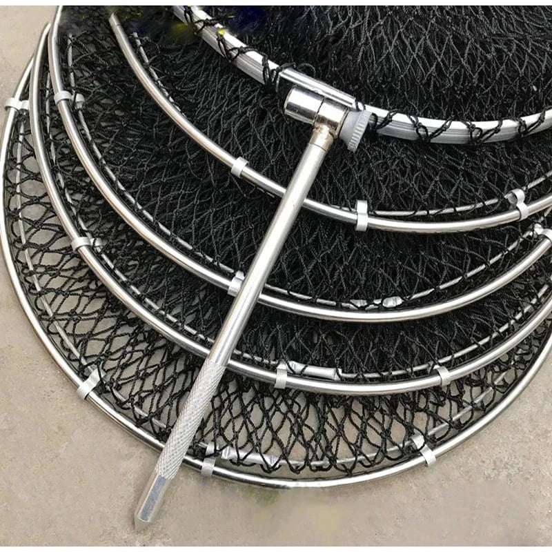 China China Lawaia Folding Fishing Nets Cage Strong Black Braided Wire Small Mesh Hand Net Quick-drying Fish Bag Stainless Steel Mesh Rings