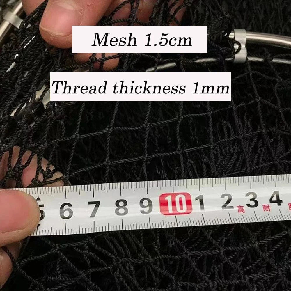 China China Lawaia Folding Fishing Nets Cage Strong Black Braided Wire Small Mesh Hand Net Quick-drying Fish Bag Stainless Steel Mesh Rings