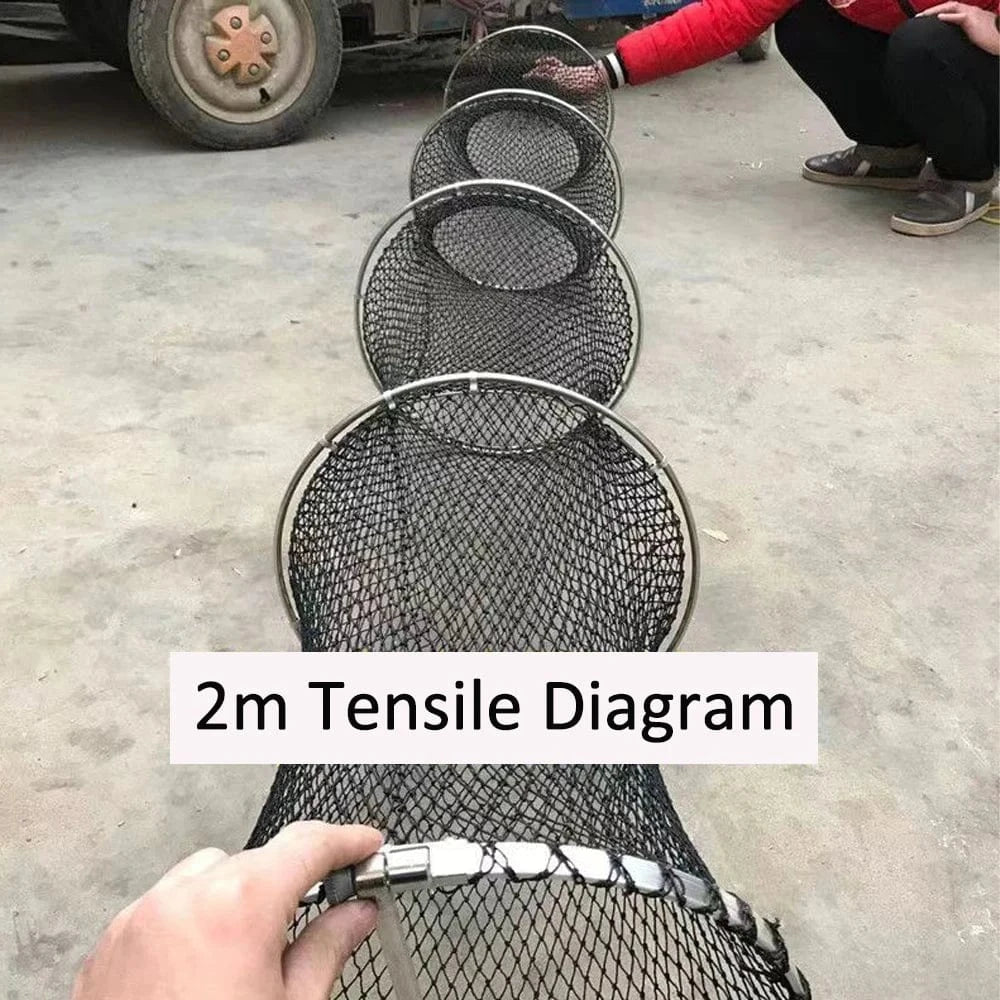 China China Lawaia Folding Fishing Nets Cage Strong Black Braided Wire Small Mesh Hand Net Quick-drying Fish Bag Stainless Steel Mesh Rings