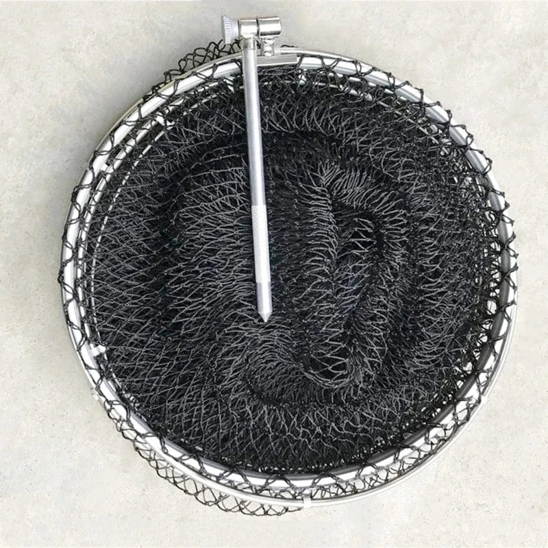 China China Lawaia Folding Fishing Nets Cage Strong Black Braided Wire Small Mesh Hand Net Quick-drying Fish Bag Stainless Steel Mesh Rings