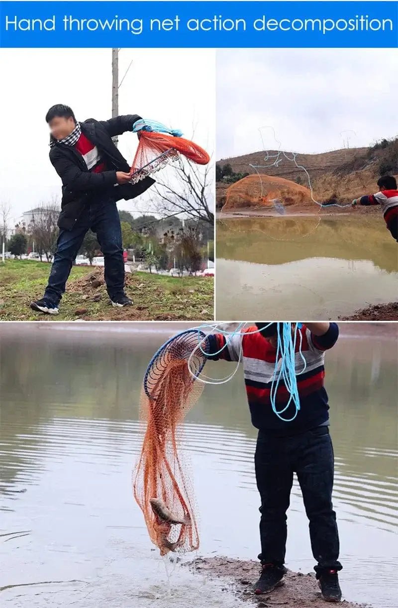 China China Lawaia landing net fish Cast Net Fishing Network USA Fishing Trap Hand-throw Fly Fish Network with iron Sinkers netting fish net
