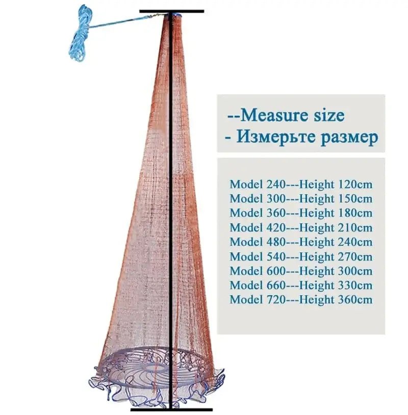 China China Lawaia landing net fish Cast Net Fishing Network USA Fishing Trap Hand-throw Fly Fish Network with iron Sinkers netting fish net