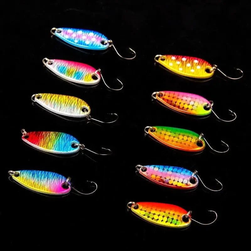 China China LETOYO 2.3g/3.5g/5g Laser Spinner Lure UV Luminous Spoon Fishing Lure Double Painted Spinner Baits Colorful Trout Prech Lure