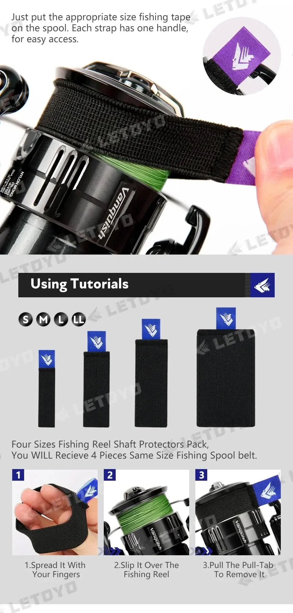 China China LETOYO 4pcs flexible Spinning reel spool  belt with handle Durable fishing Reel  spool Cover fishing Accessories fishing  tool