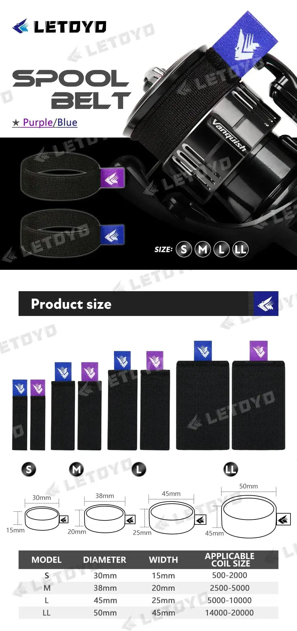 China China LETOYO 4pcs flexible Spinning reel spool  belt with handle Durable fishing Reel  spool Cover fishing Accessories fishing  tool